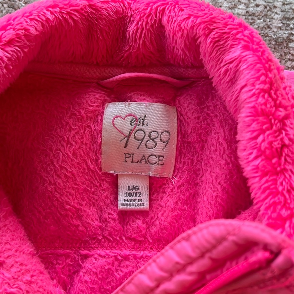 Children’s place pink fleece jacket size 10-12
